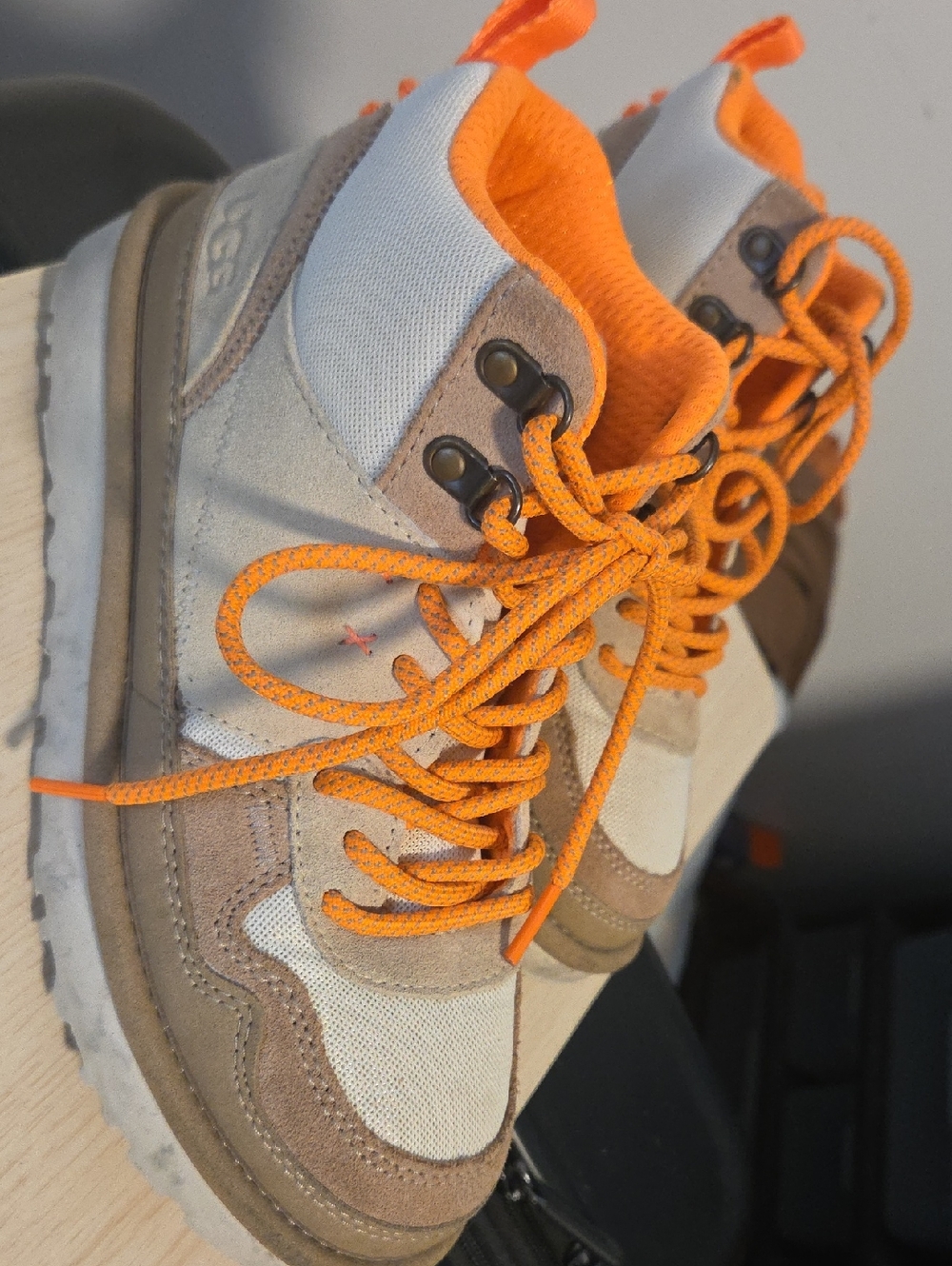 UGG Orange and Cream Lace-Up Sneakers